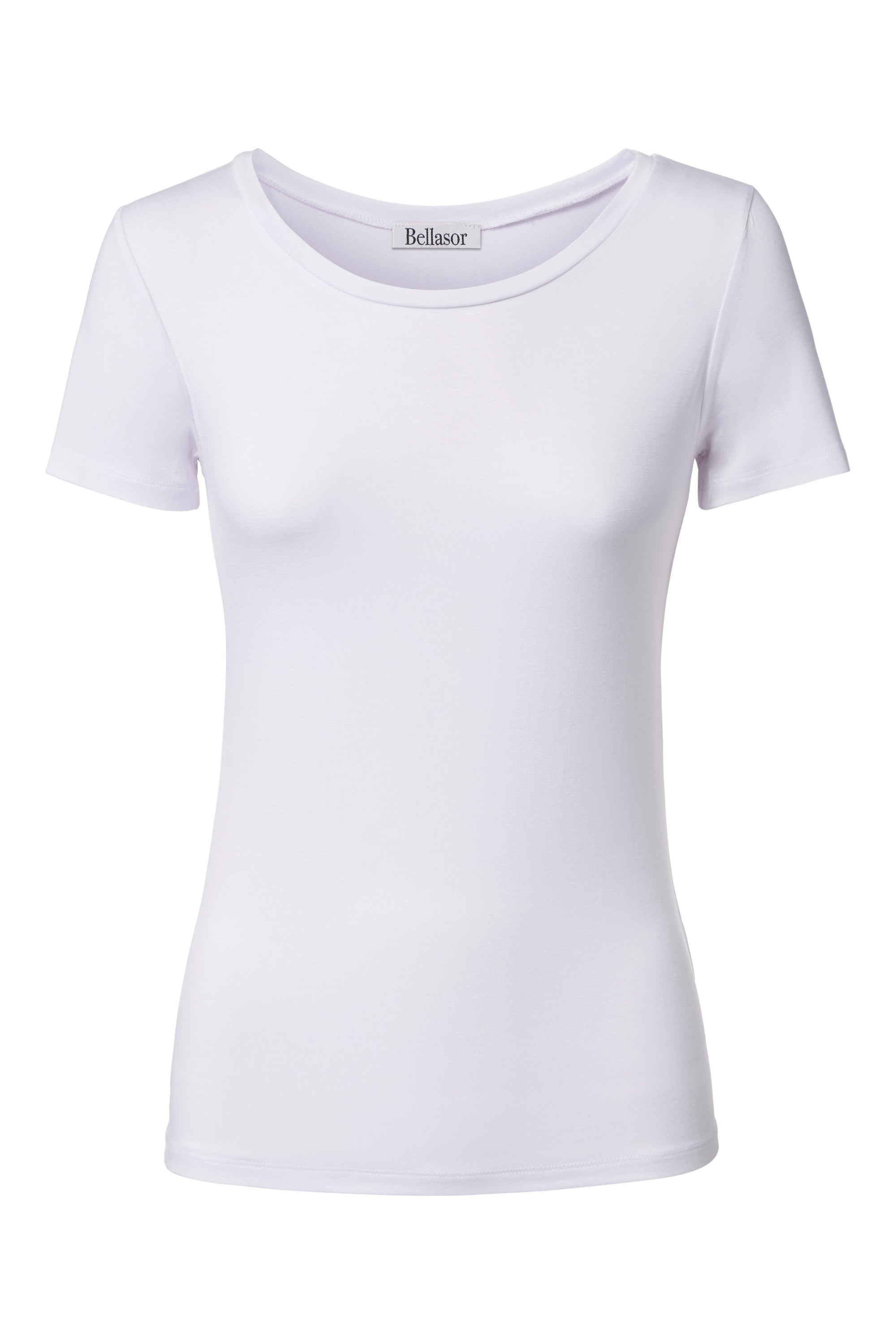 Weißes T-Shirt mit Rundhals.