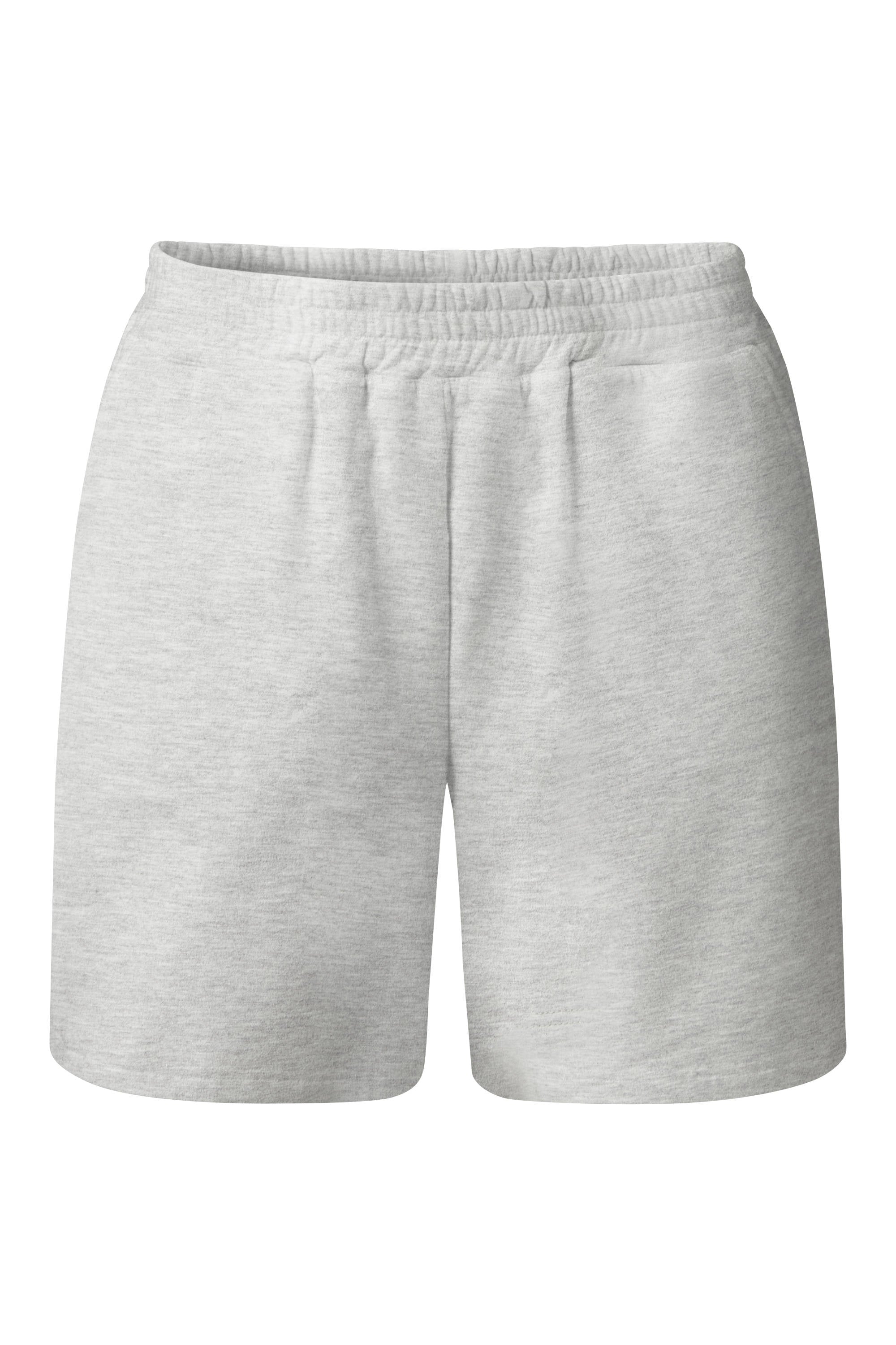 Baumwolle Shorts in grau auf weißem Hintergrund.